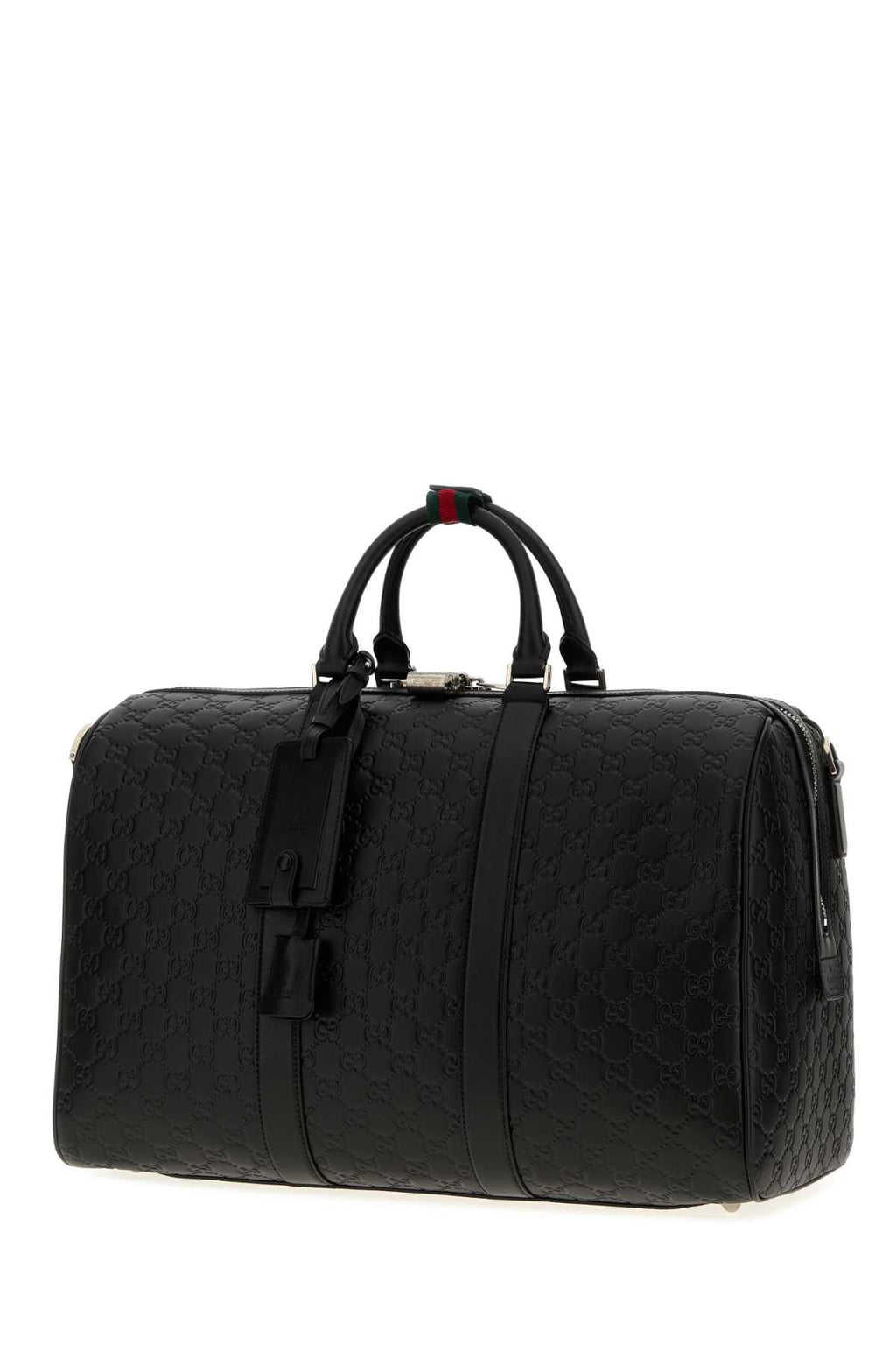 GUCCI DUFFLE WITH SHOULDER, ADDRESS AND KEYS TAG, PADLOC For Men Exterior: 100% Leather Lining: 100% Fabric Finishing: Silver metal