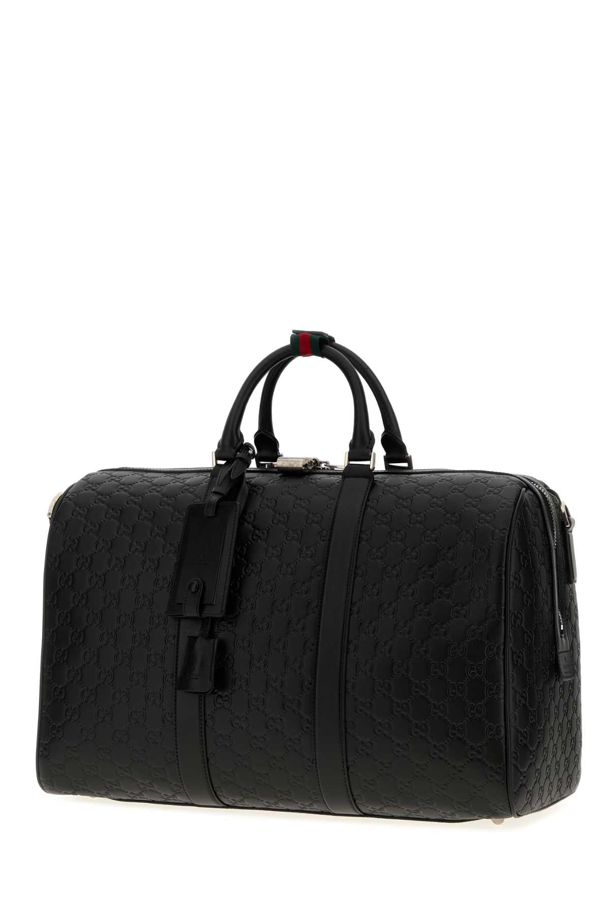 GUCCI DUFFLE WITH SHOULDER, ADDRESS AND KEYS TAG, PADLOC For Men Exterior: 100% Leather Lining: 100% Fabric Finishing: Silver metal