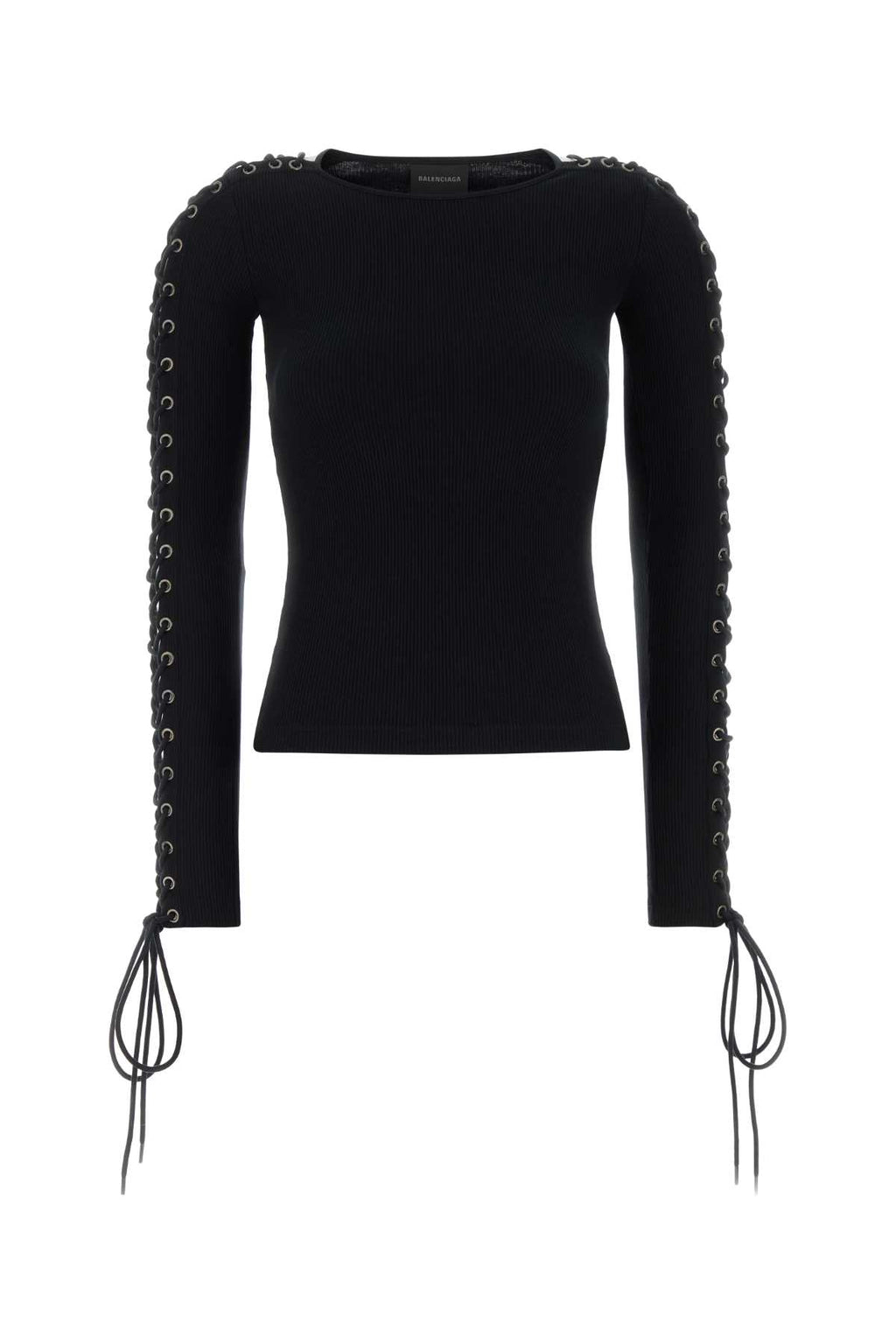 BALENCIAGA LACE-UP L/S T-SHIRT For Women Exterior: 100% Cotton
