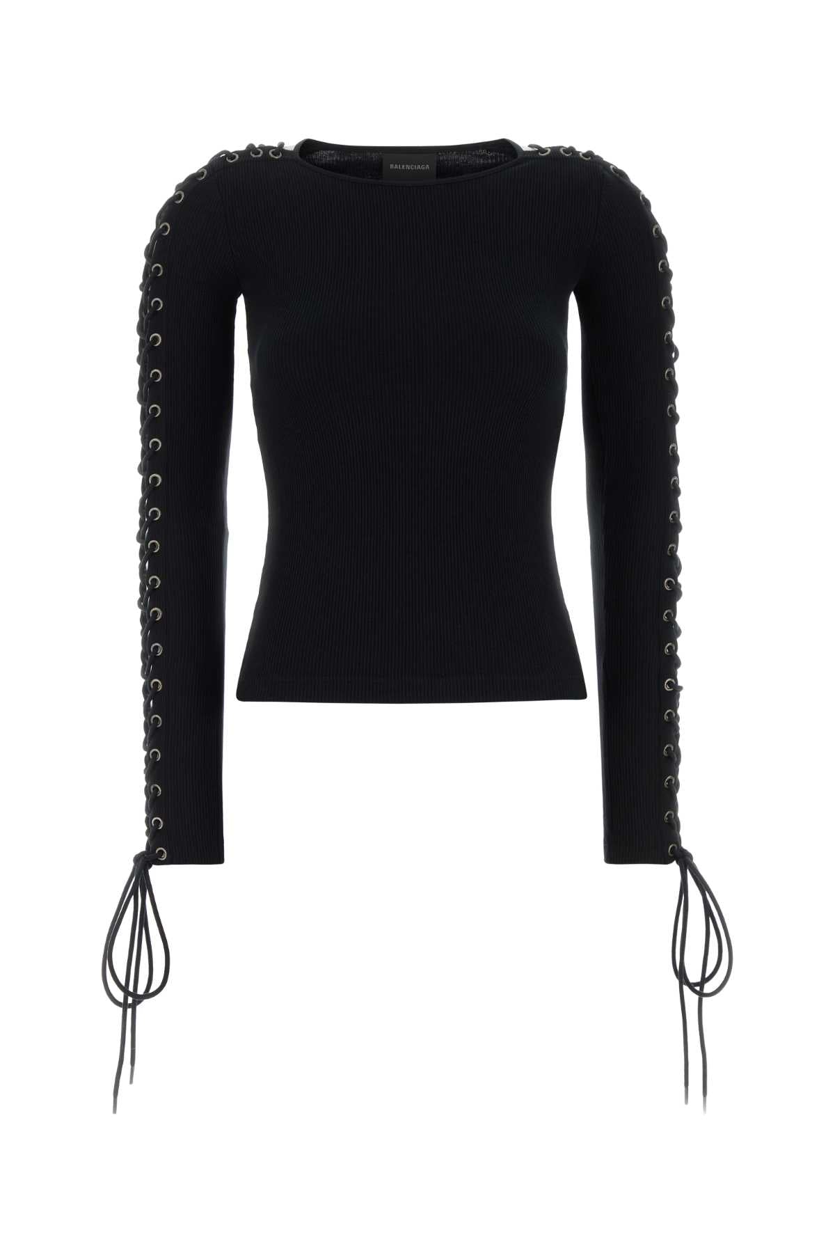 BALENCIAGA LACE-UP L/S T-SHIRT For Women Exterior: 100% Cotton