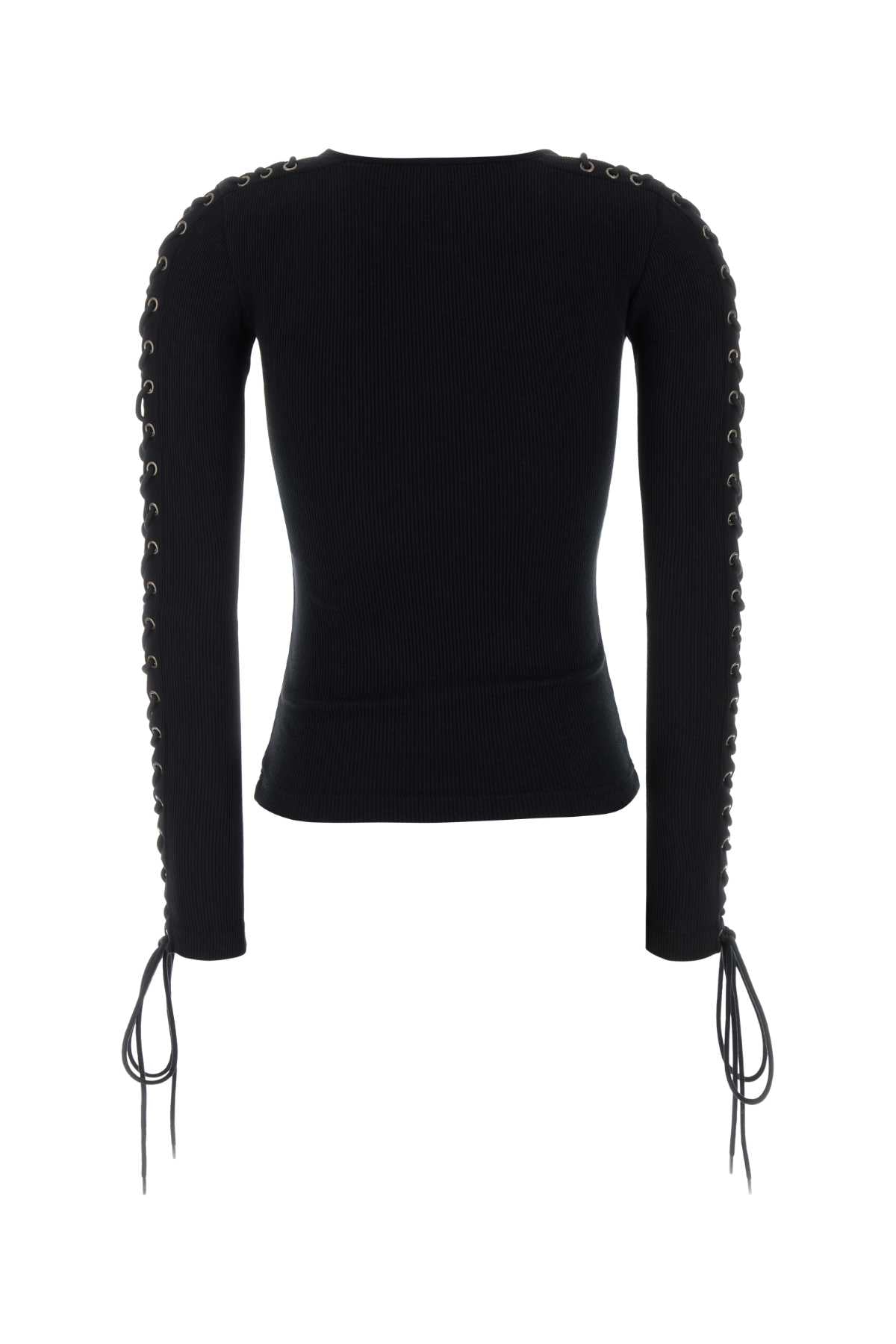 BALENCIAGA LACE-UP L/S T-SHIRT For Women Exterior: 100% Cotton