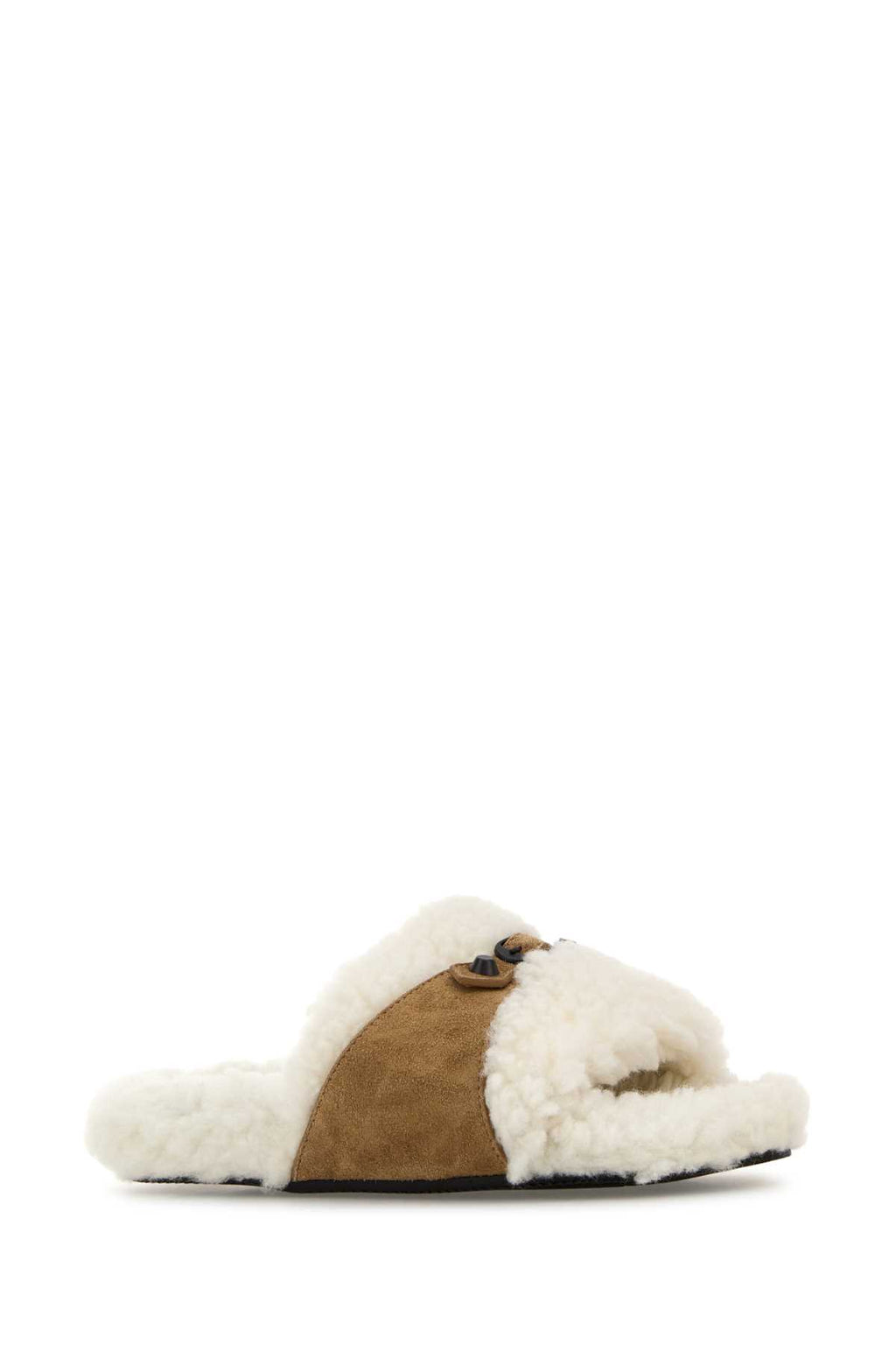 BALENCIAGA FURRY SLIDE For Women Exterior: 100% Calf Interior: 100% Fabric Sole: Rubber