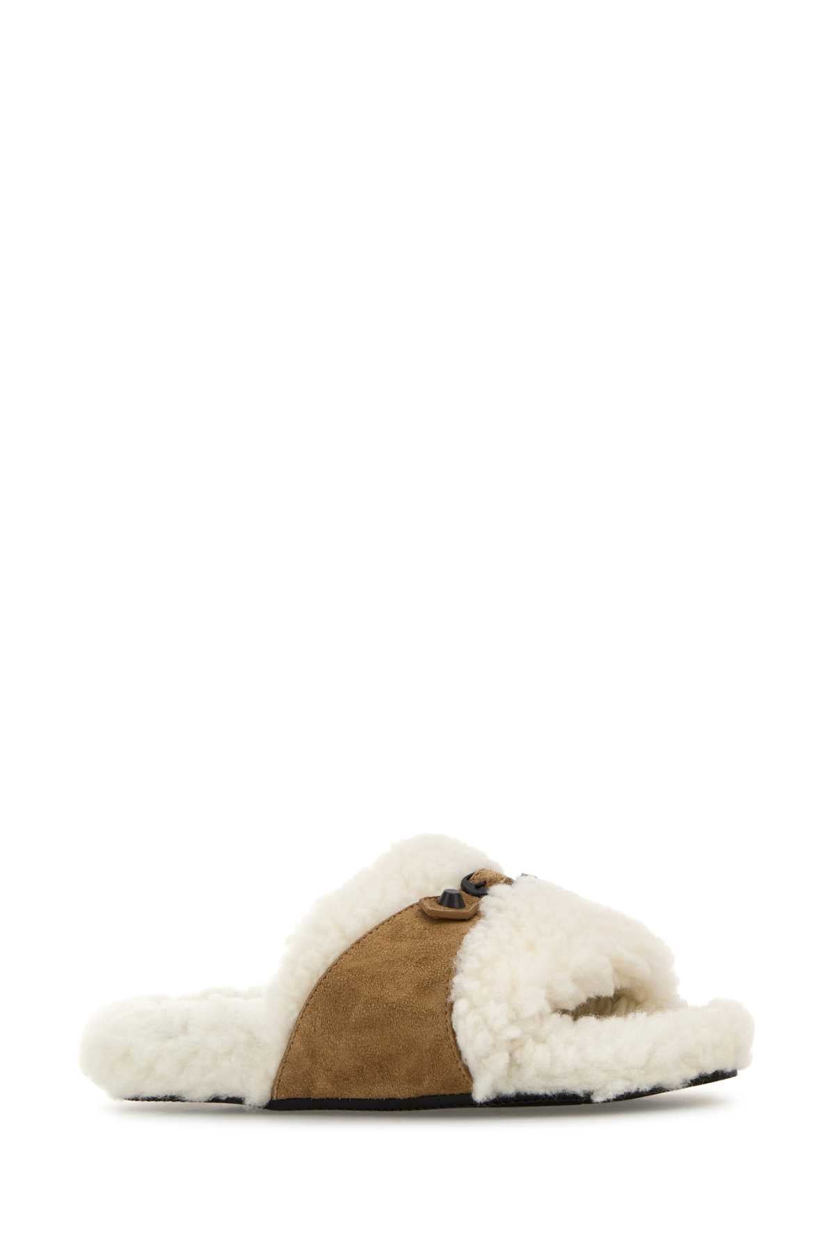 BALENCIAGA FURRY SLIDE For Women Exterior: 100% Calf Interior: 100% Fabric Sole: Rubber