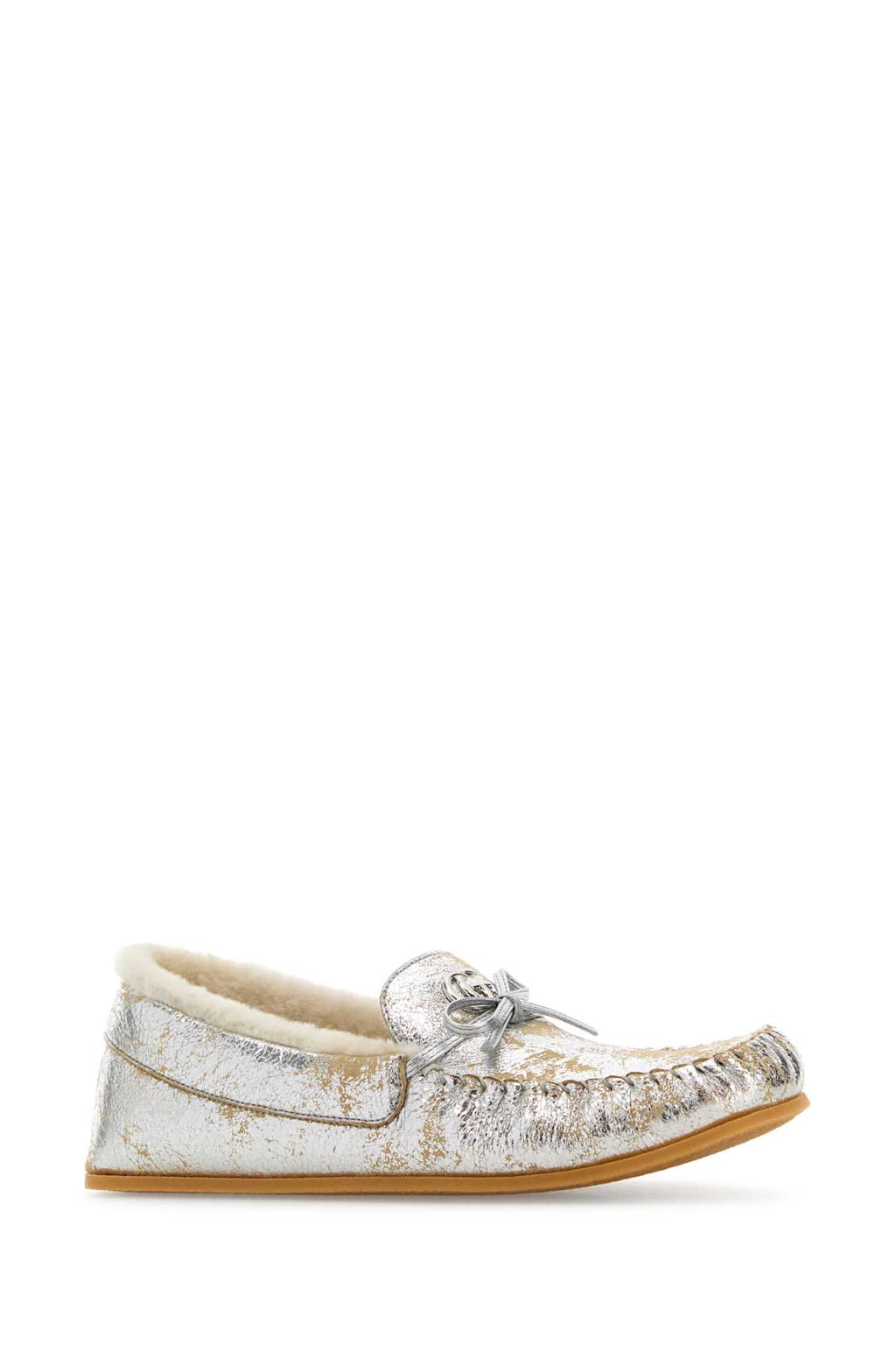 GUCCI LEATHER UPPER AND RUBBER SOLE MOCCASIN For Women Exterior: 100% Leather Interior: 100% Shearling Sole: Rubber