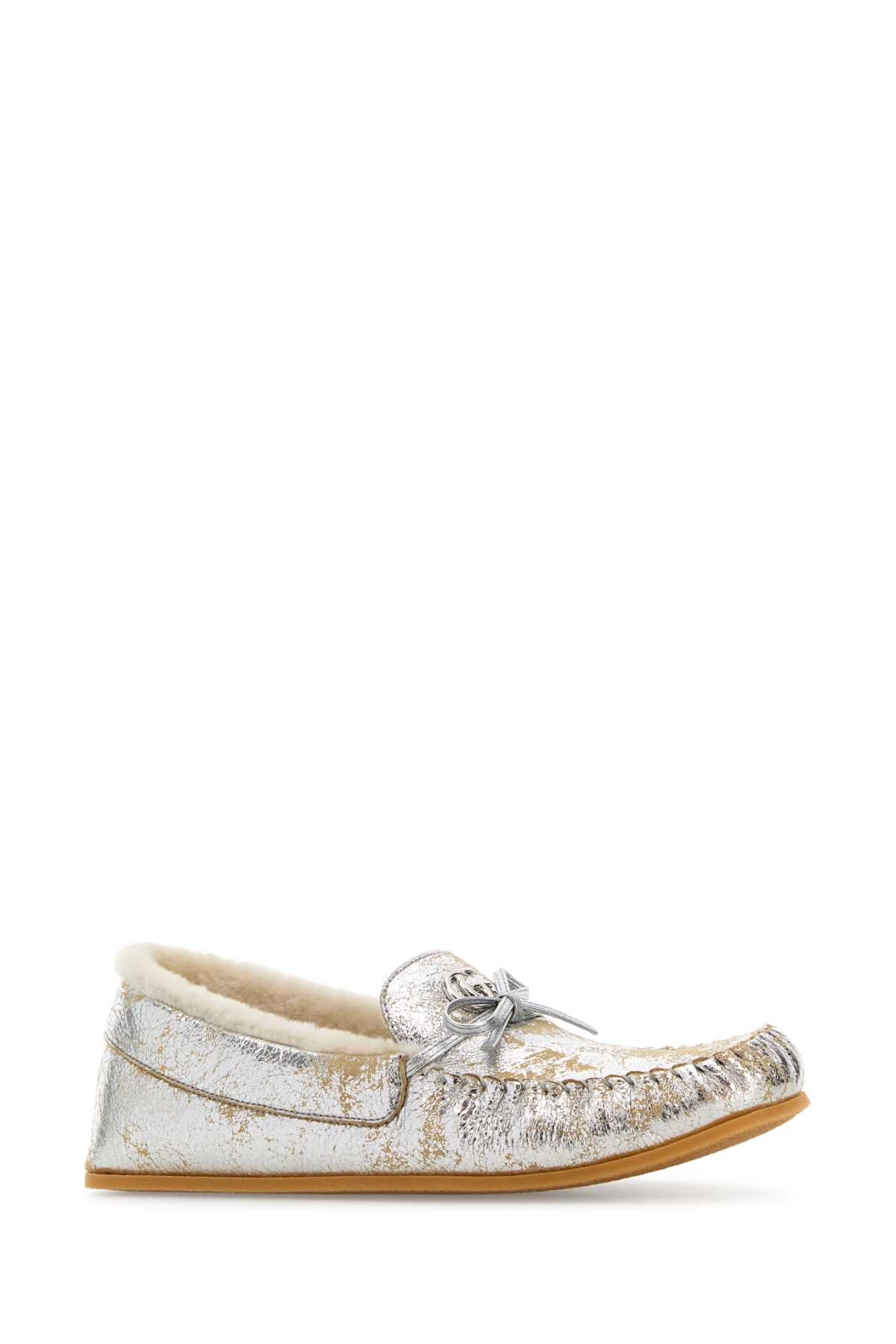 GUCCI LEATHER UPPER AND RUBBER SOLE MOCCASIN For Women Exterior: 100% Leather Interior: 100% Shearling Sole: Rubber