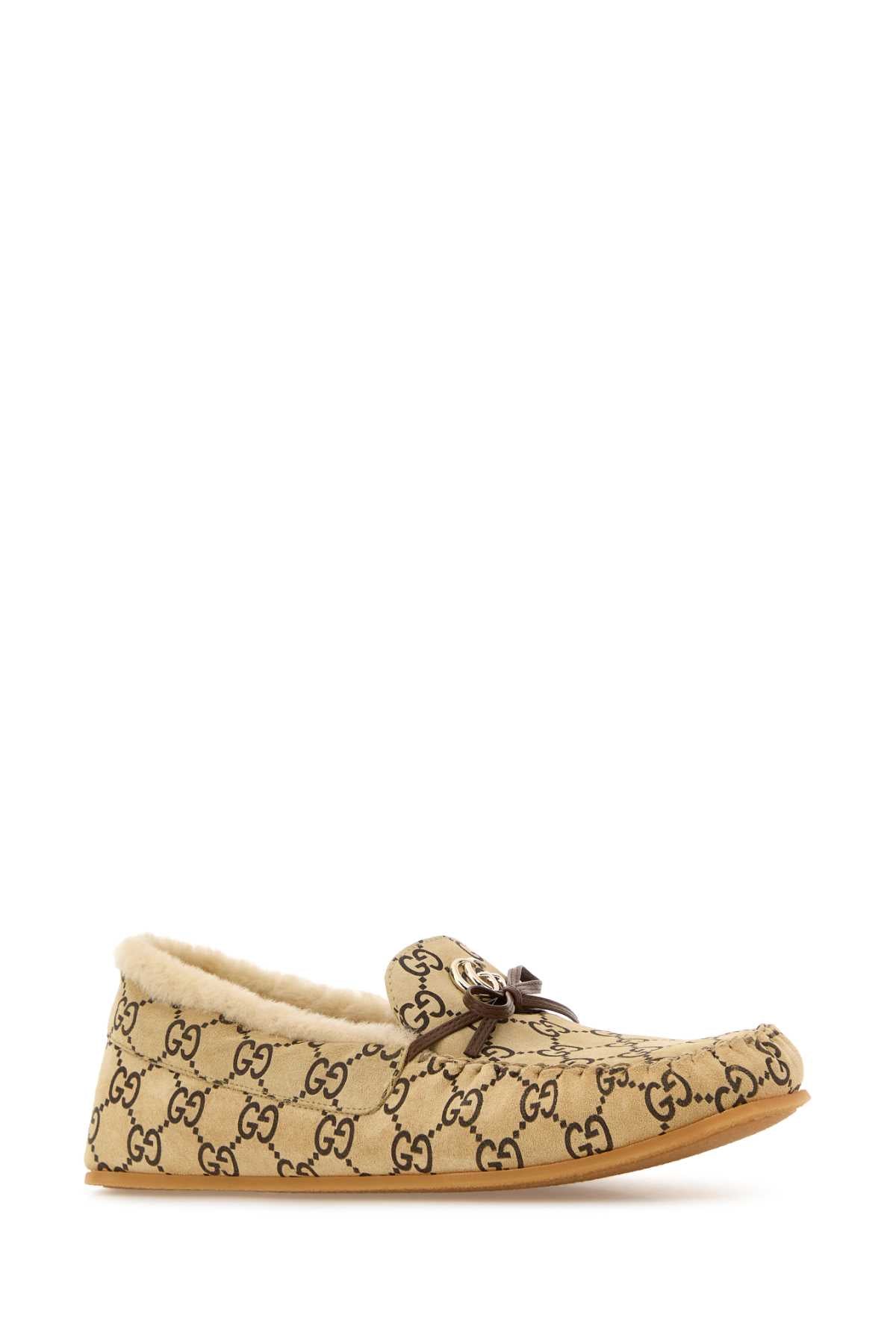 GUCCI LEATHER UPPER AND RUBBER SOLE MOCCASIN For Women Exterior: 100% Leather Interior: 100% Shearling Sole: Rubber