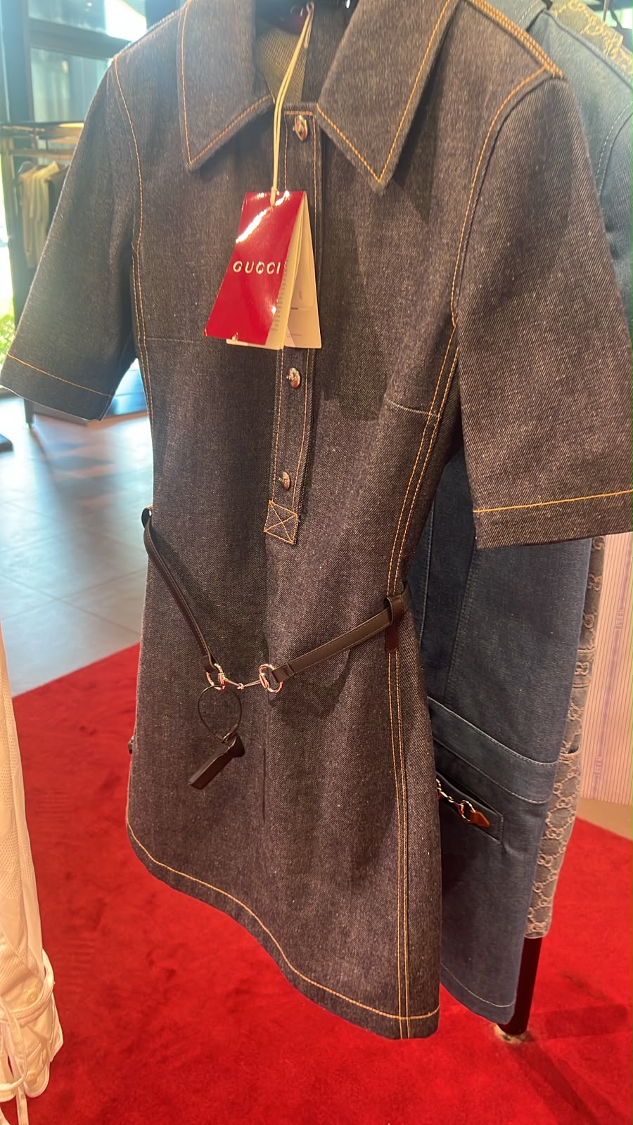 Denim Mini Dress with Horsebit Detail