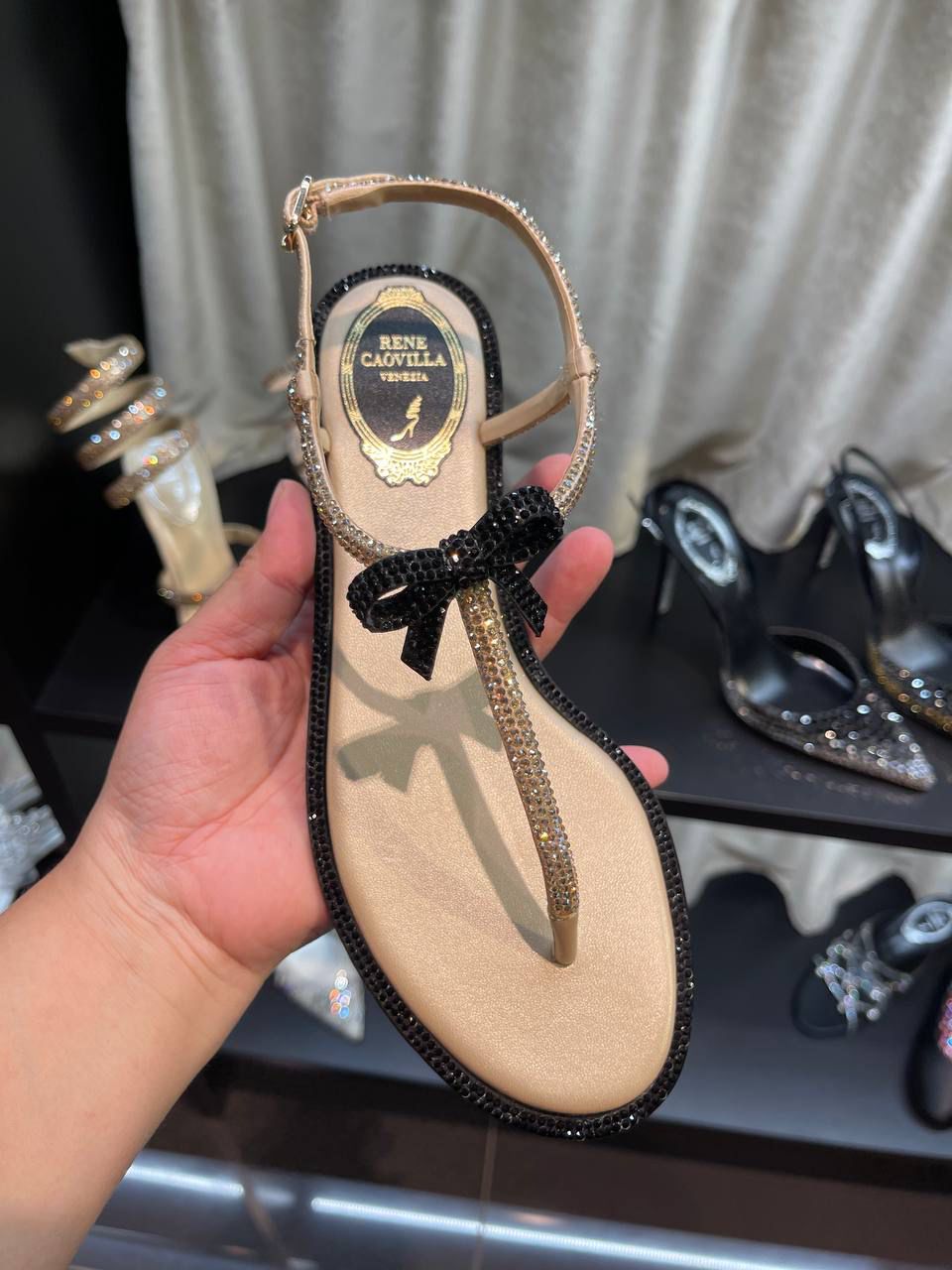 Rene Caovilla Crystal-Embellished Thong Sandals