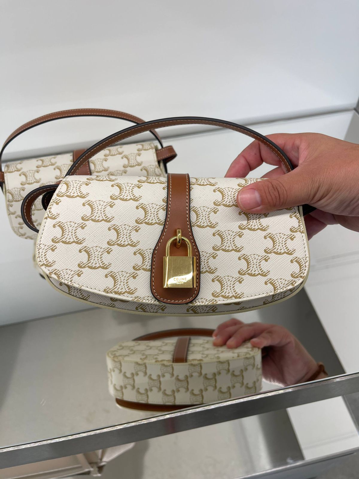 Celine Small Patapans in Triomphe Canvas and Calfskin