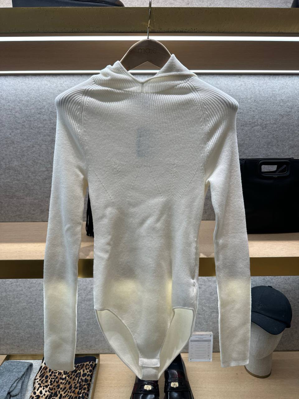 Ribbed knit bodysuit with collar