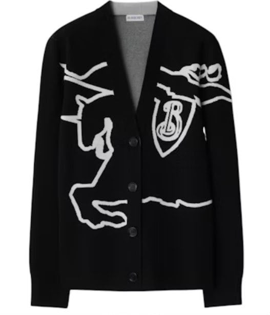 Equestrian Knight Design Wool Blend Cardigan