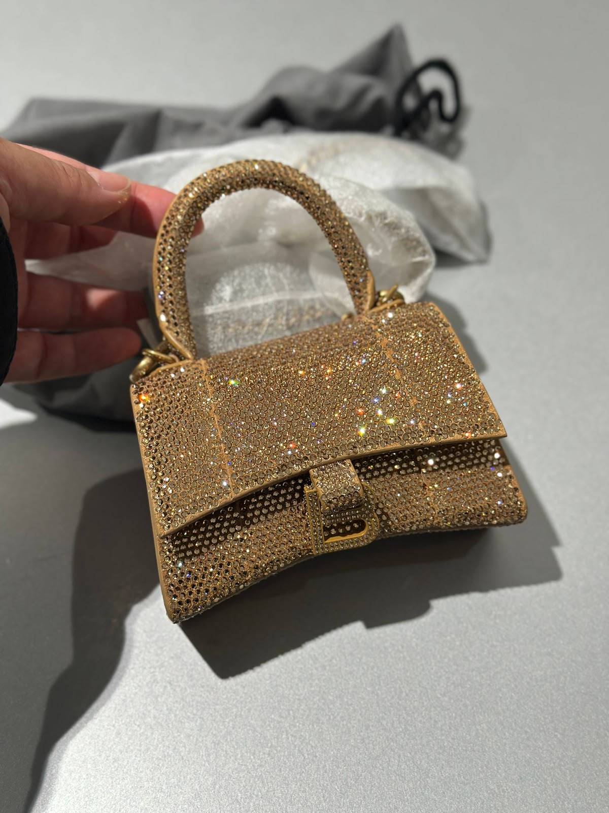 Hourglass XS Handbag with Rhinestones