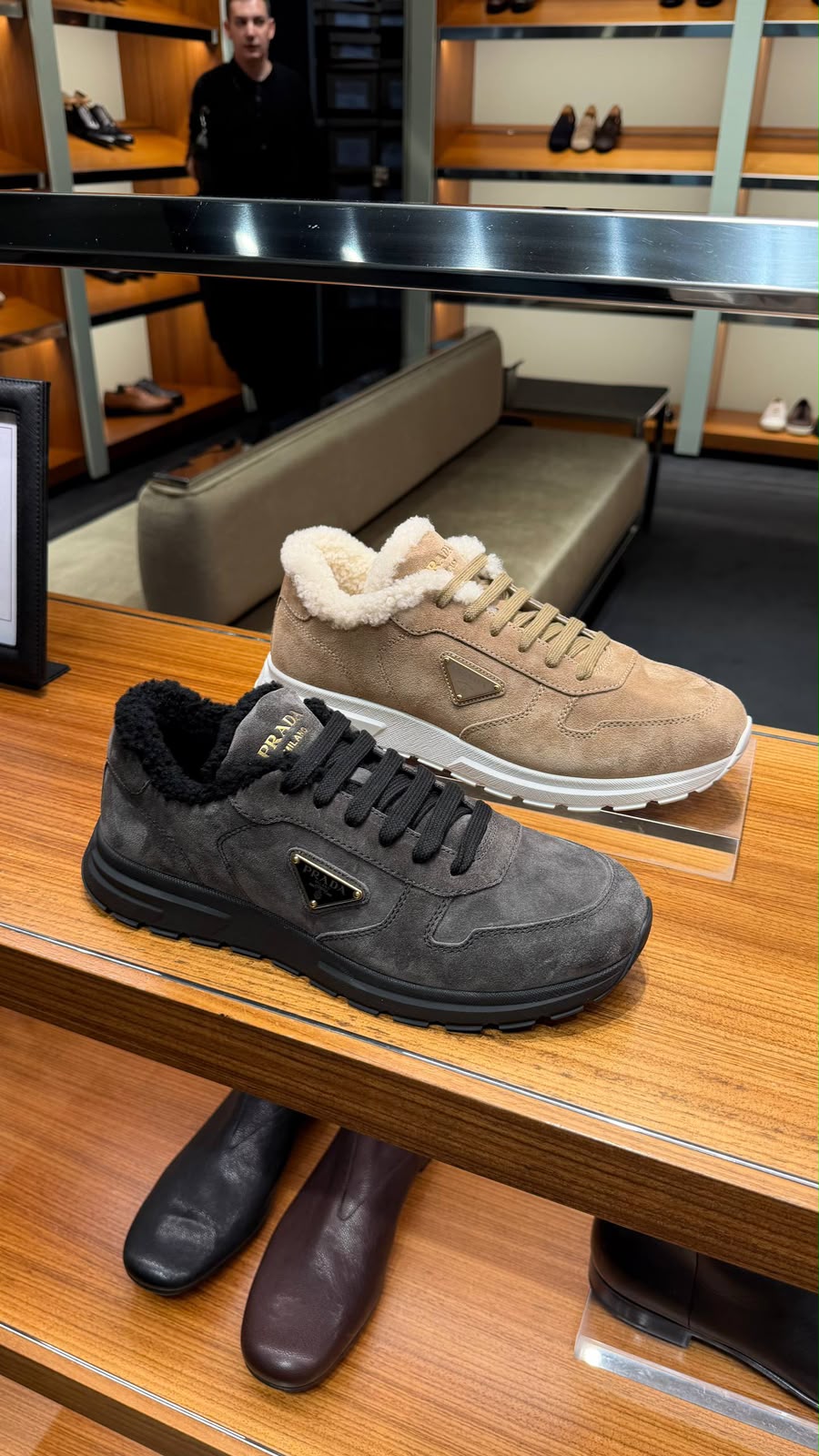 Suede Sneakers with Shearling Lining