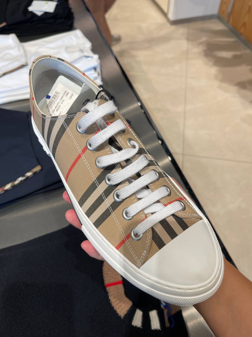 Vintage Check Cotton Sneakers