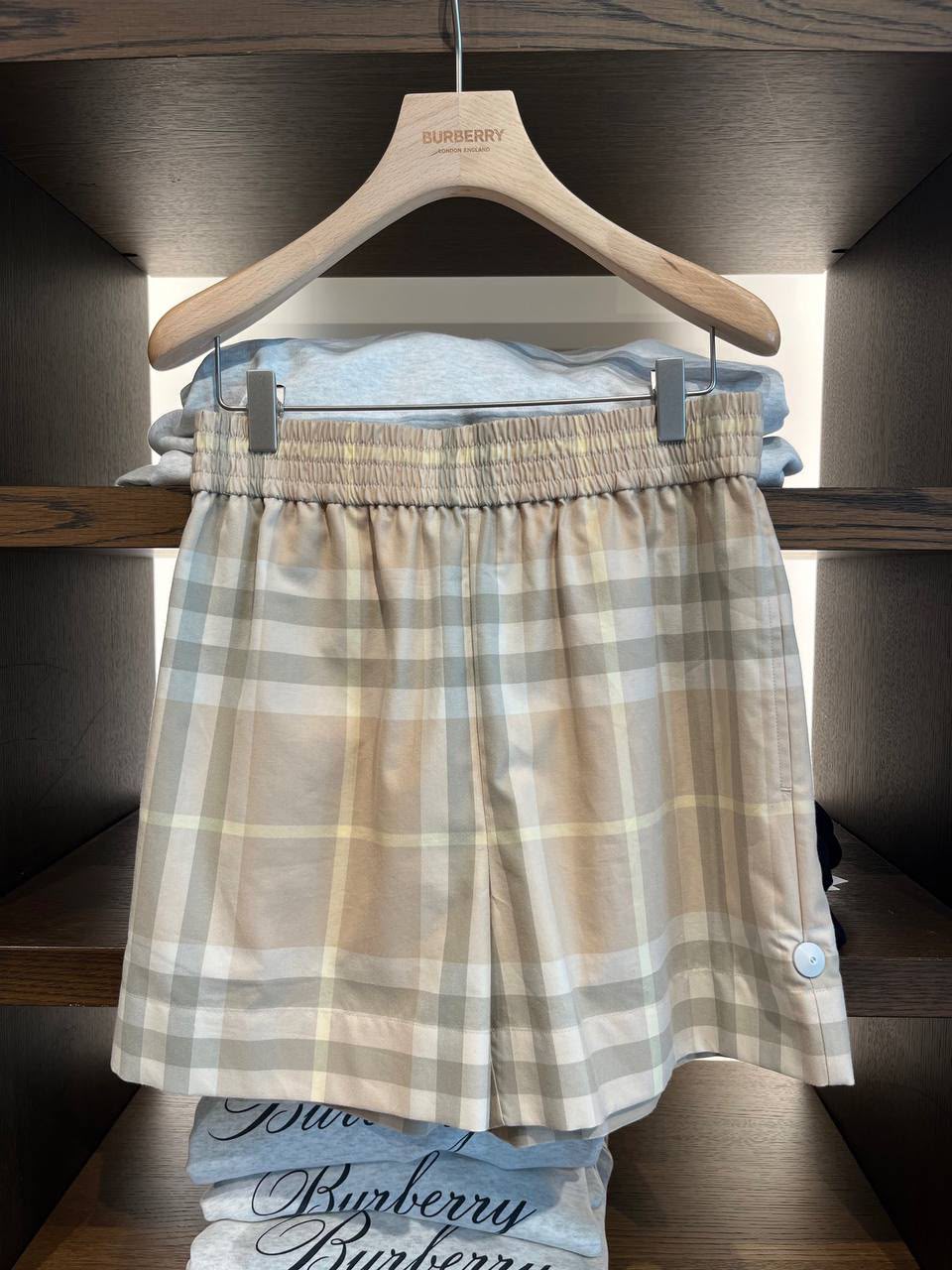 Check Cotton Twill Shorts