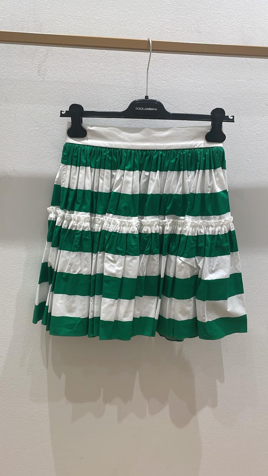 Striped Poplin Tiered Skirt