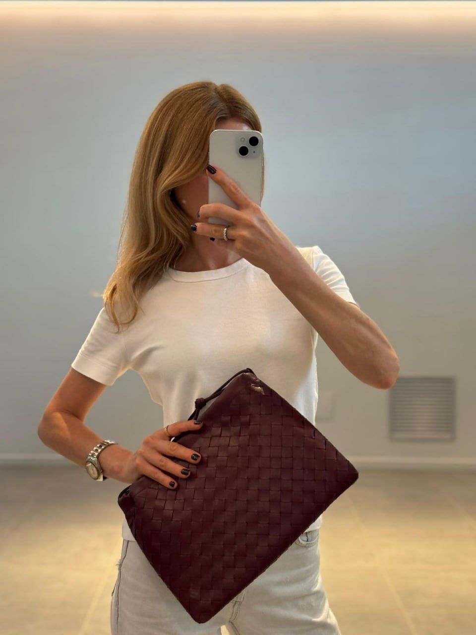 Intrecciato Leather Clutch