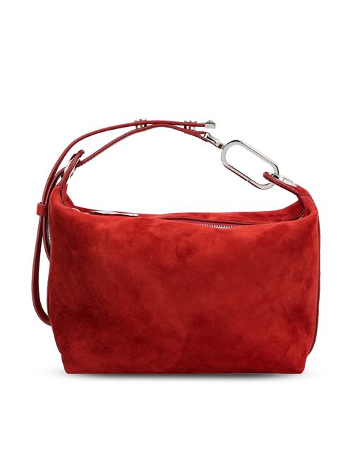 Suede Shoulder Bag with Metal Link Detail