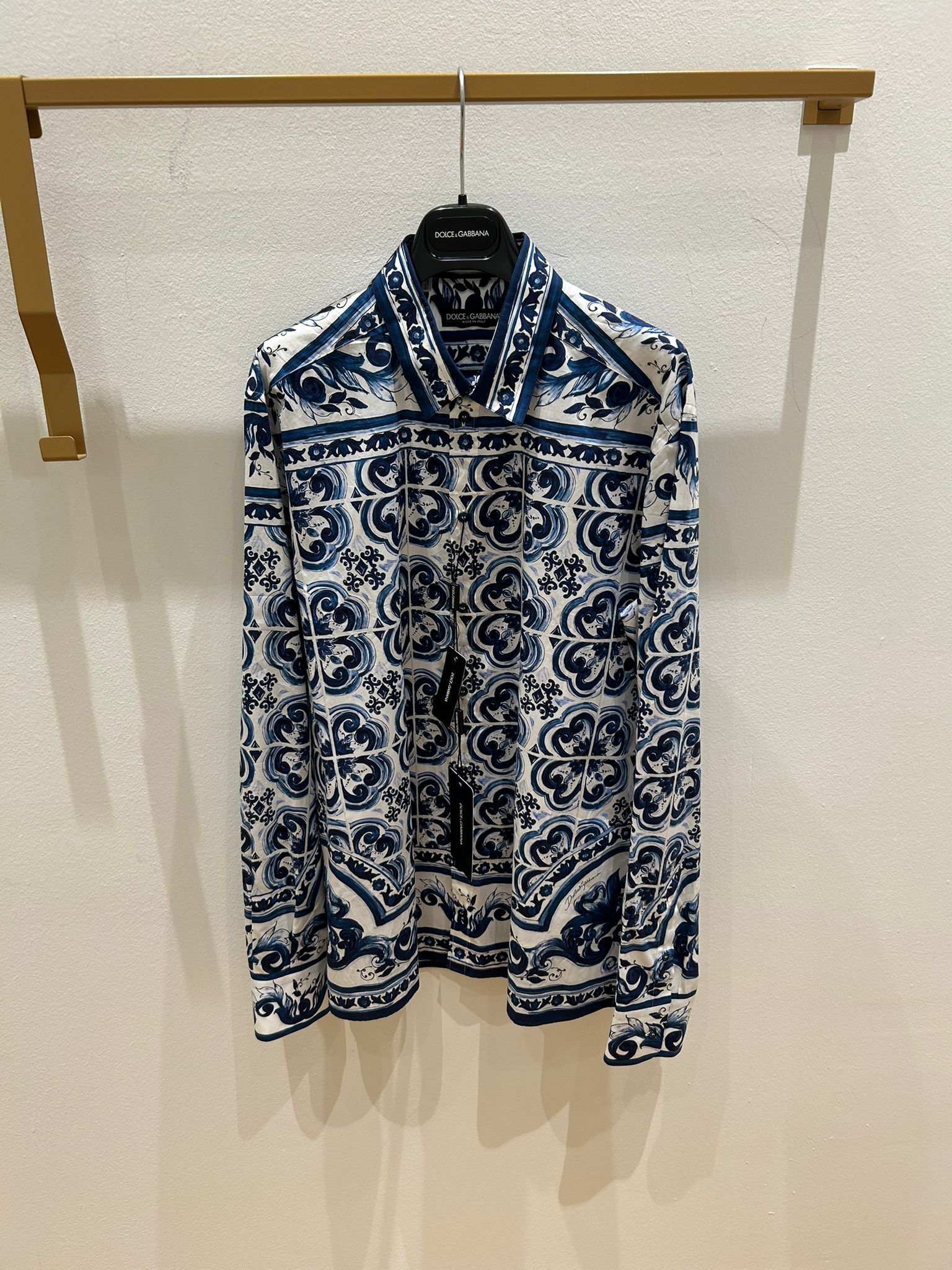 Majolica-print silk twill shirt