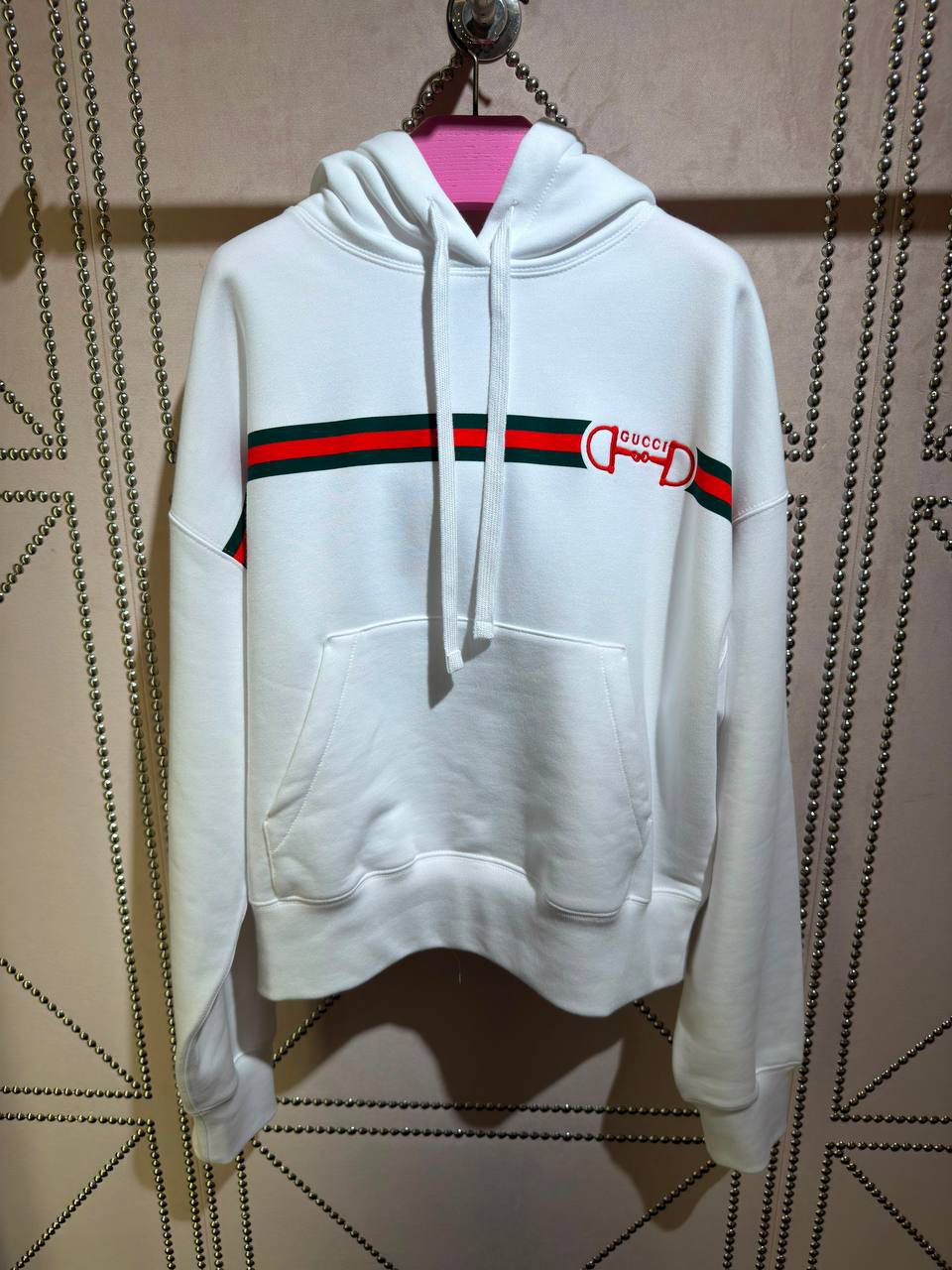 Horsebit Web Stripe Cotton Hoodie