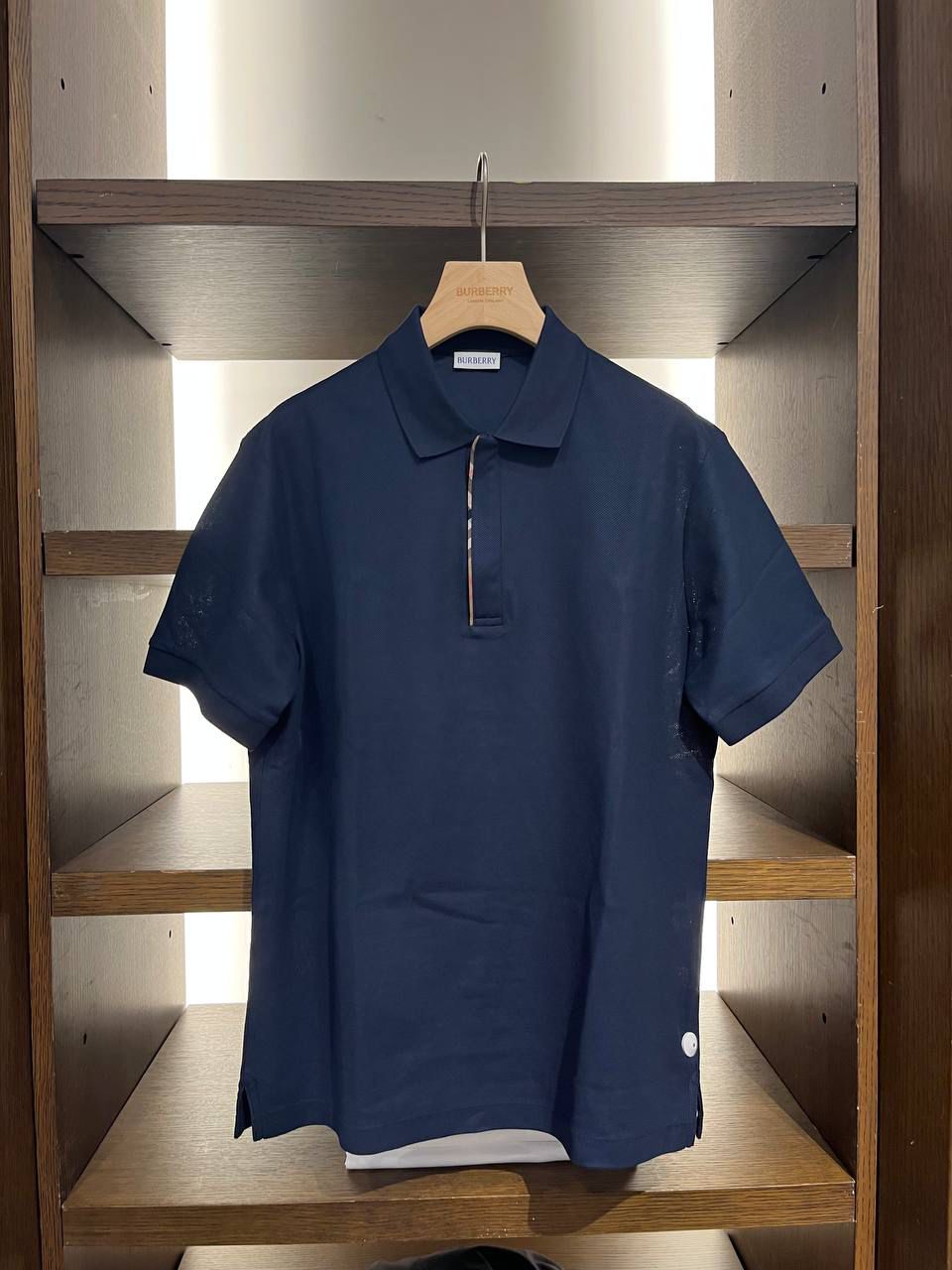 Check Placket Cotton Piqué Polo Shirt