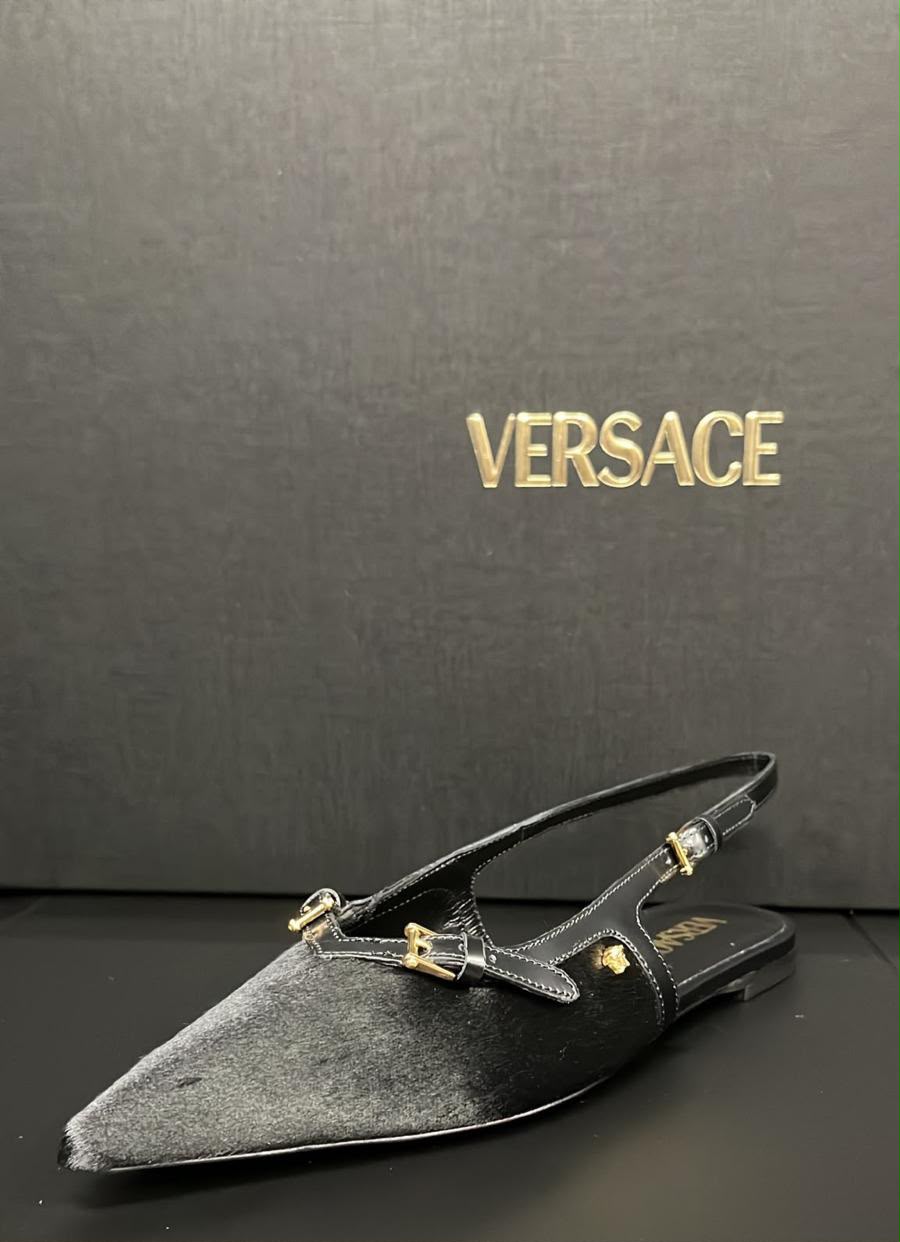 Medusa Buckle Slingback Flats