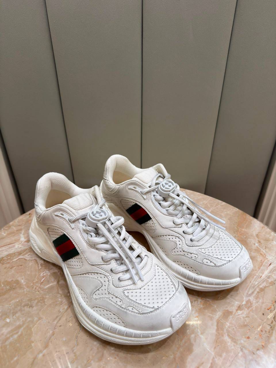 Rhyton Leather Sneaker with Web