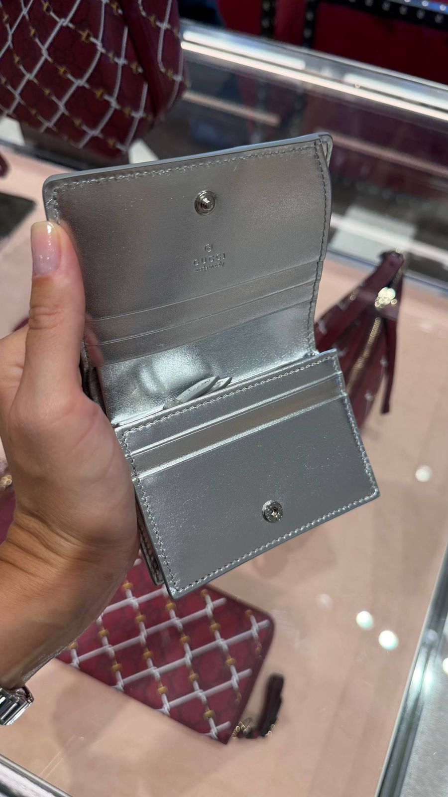 Metallic Leather Card Case Wallet