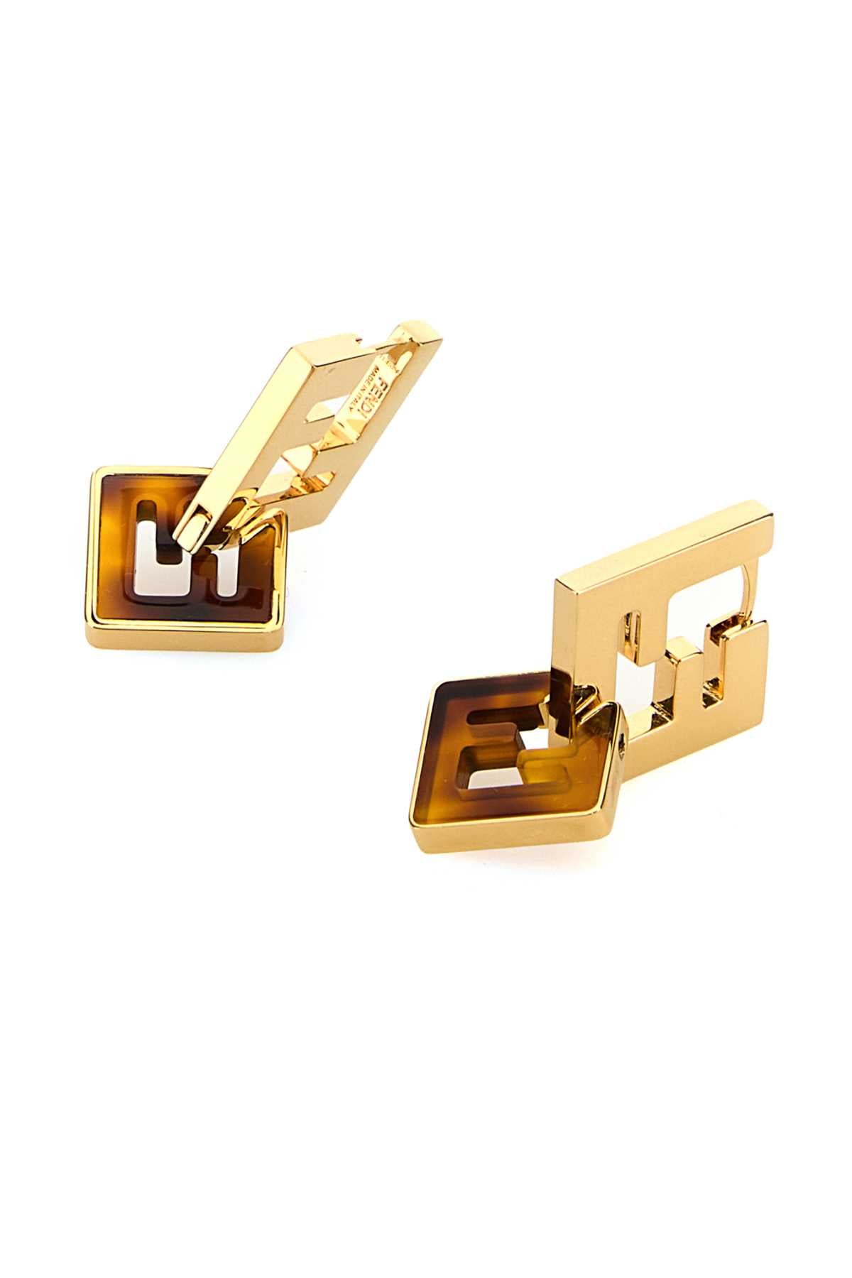 FENDI ORECCHINI FF CL METALLO/PLEXI For Women Exterior: 100% Plexiglass 100% Metal Finishing color: Gold