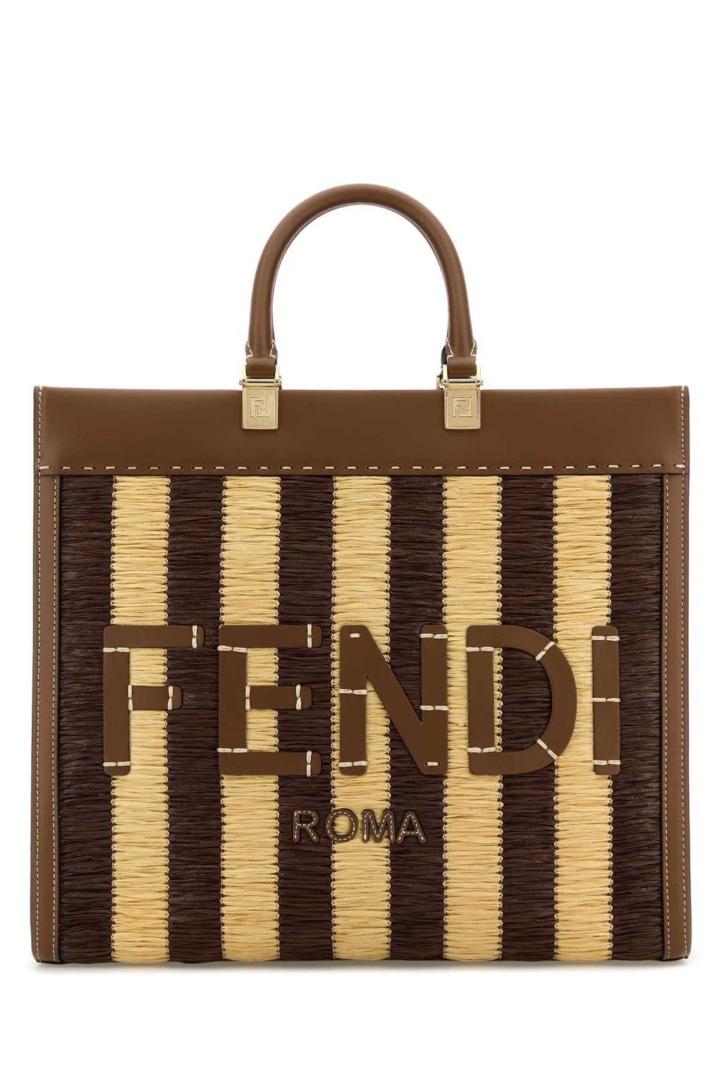 FENDI FENDI SUNSHINE PAGLIA PEQUIN/ For Women Exterior: 100% Raffia Lining: 100% Fabric Finishing: Golden metal