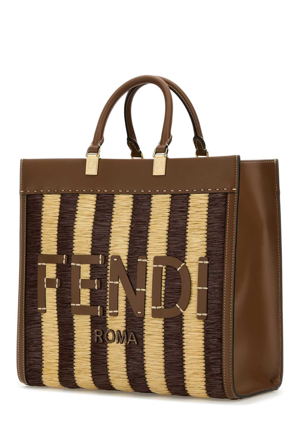 FENDI FENDI SUNSHINE PAGLIA PEQUIN/ For Women Exterior: 100% Raffia Lining: 100% Fabric Finishing: Golden metal