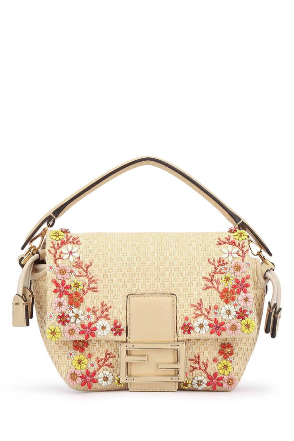 FENDI BUCKET MAMMA BAGUETTE PAGLIA RICAMO For Women 