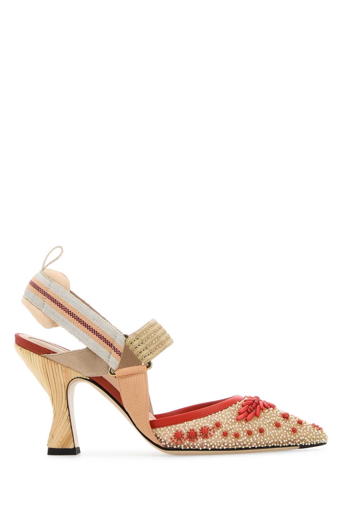 FENDI COLIBRI TULLE RIC.CORALL+ELAST For Women Exterior: 100% Fabric Interior: 100% Fabric Sole: Leather