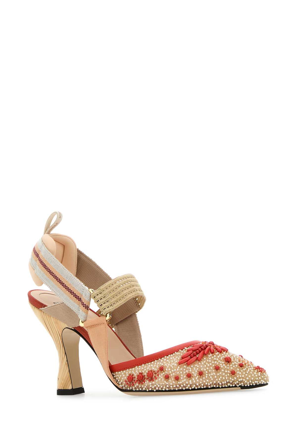 FENDI COLIBRI TULLE RIC.CORALL+ELAST For Women Exterior: 100% Fabric Interior: 100% Fabric Sole: Leather
