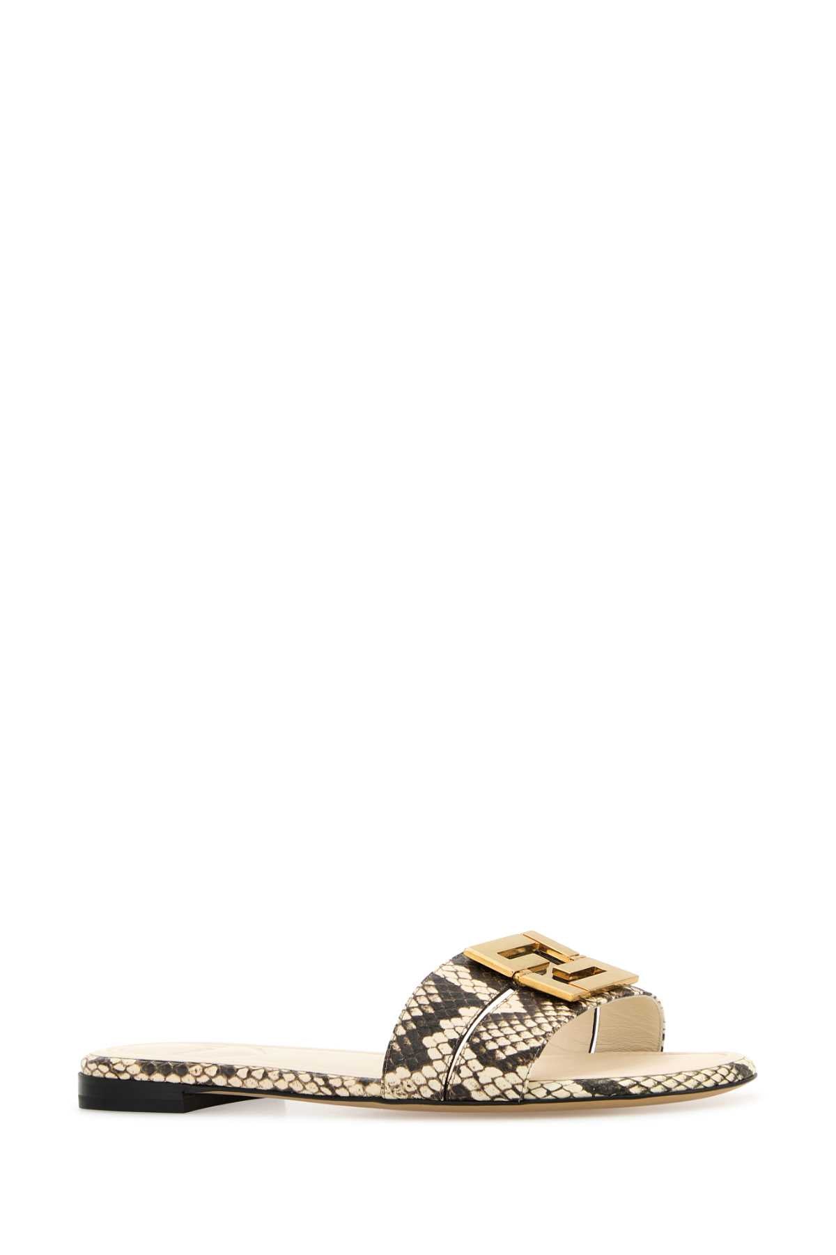 FENDI FLAT FF GOLD 55 MM For Women Exterior: 100% Ayers leather Interior: 100% Lamb Sole: Leather and Rubber