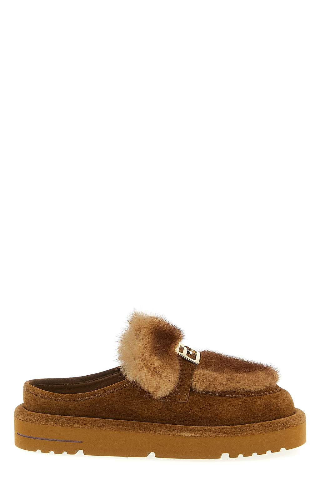 FENDI Suede and fur sabots For Women 100% calfskin leather (Bos Taurus)