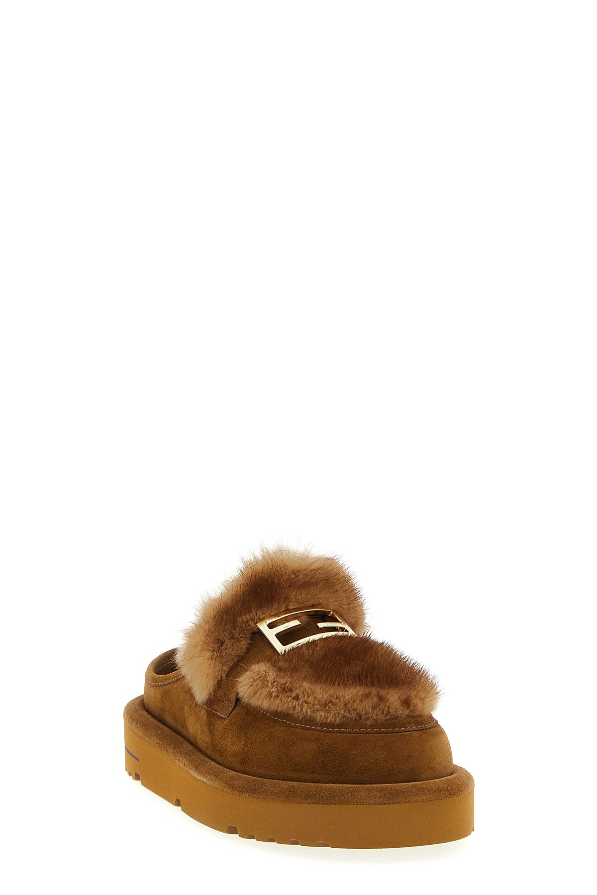 FENDI Suede and fur sabots For Women 100% calfskin leather (Bos Taurus)