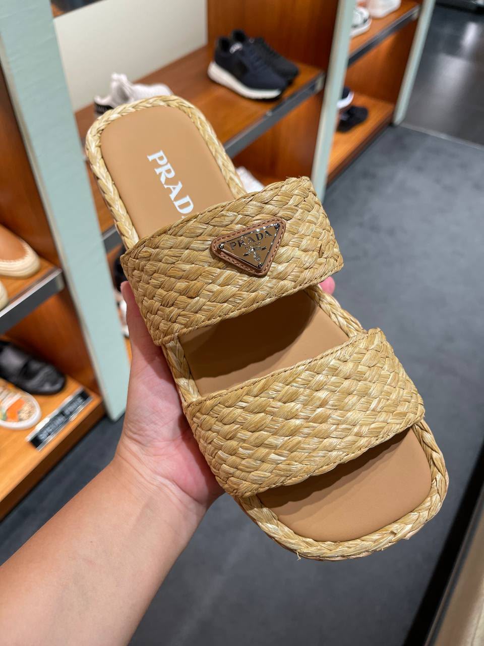 Woven Straw Slide Sandals