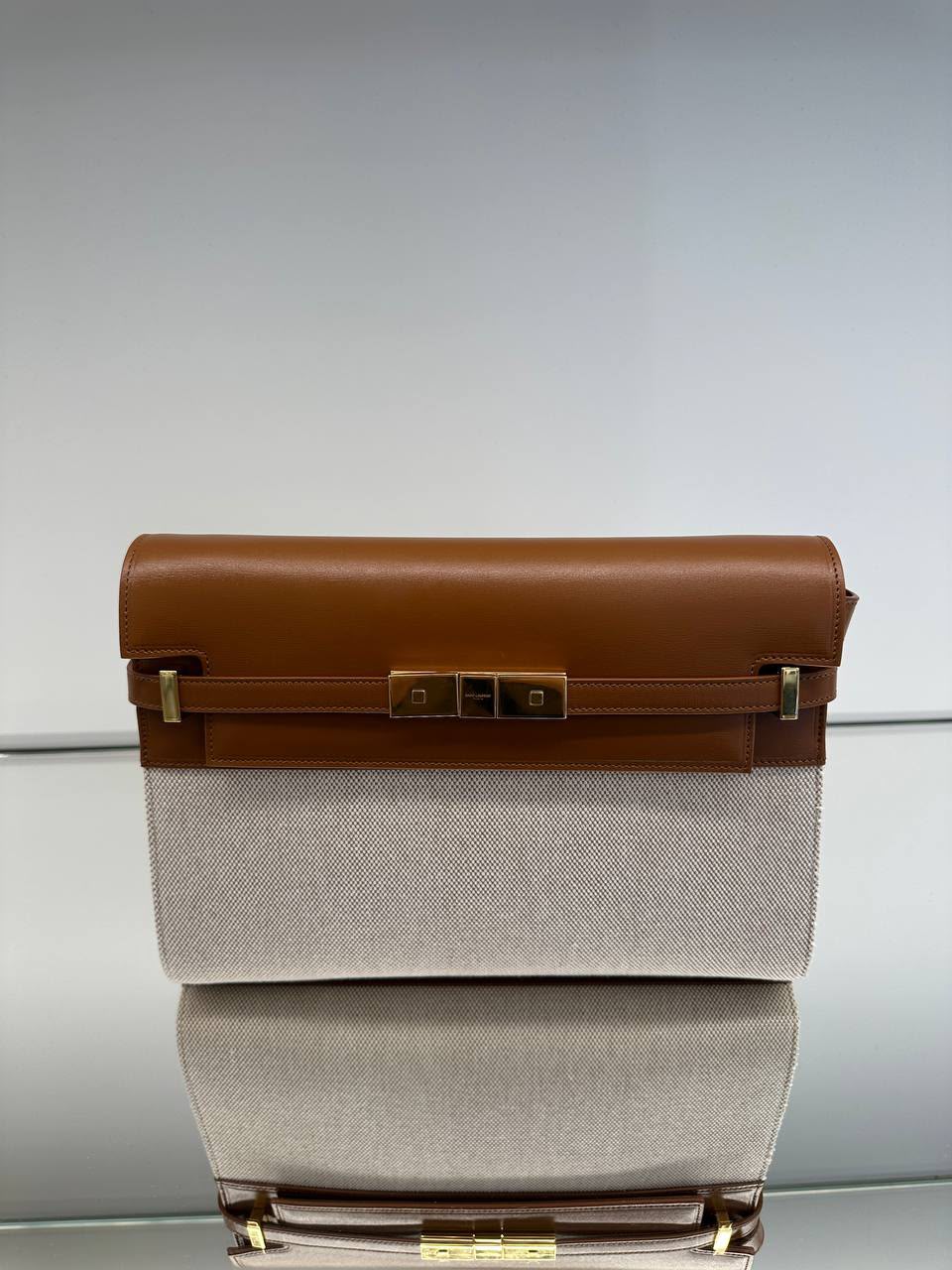 Manhattan Small Shoulder Bag in Canvas and Leather