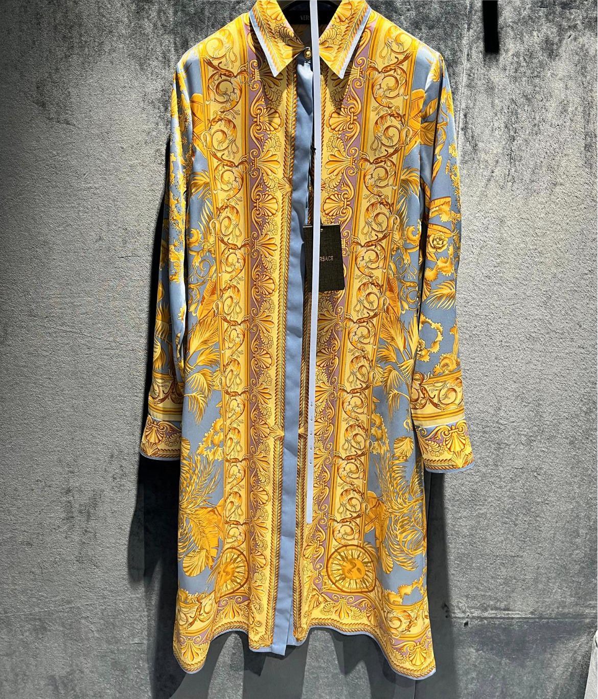 Barocco Print Silk Shirt Dress