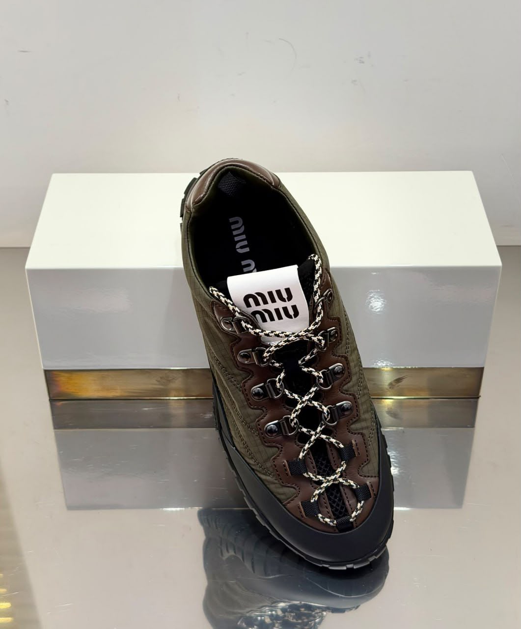 Technical Fabric and Leather Hiking Sneakers