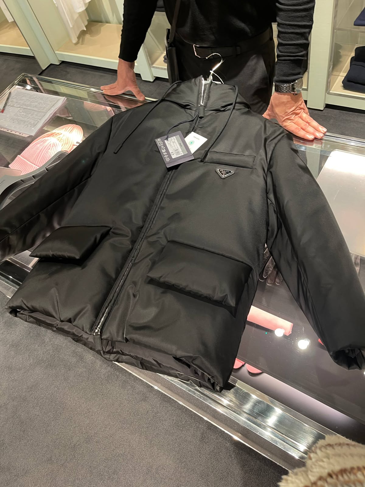 Re-Nylon hooded puffer jacket
