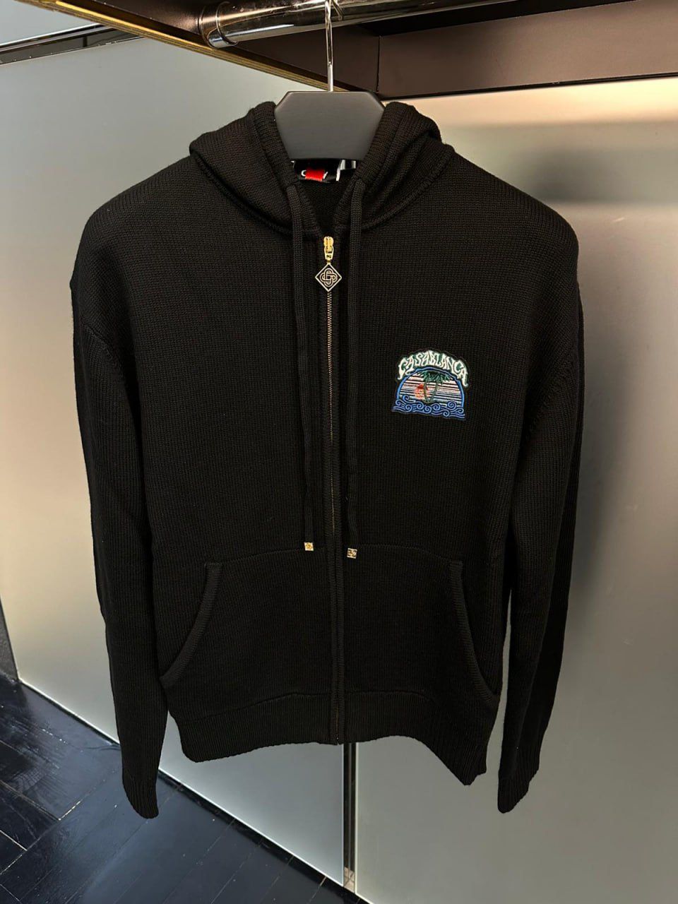 Sunset Intarsia Knit Hoodie