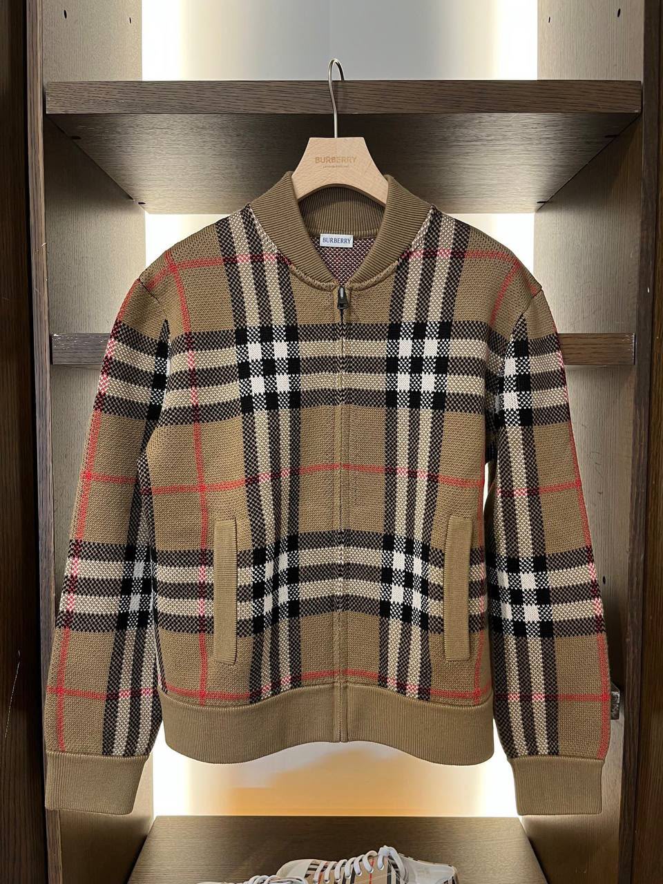 Check Knit Zip-up Jacket