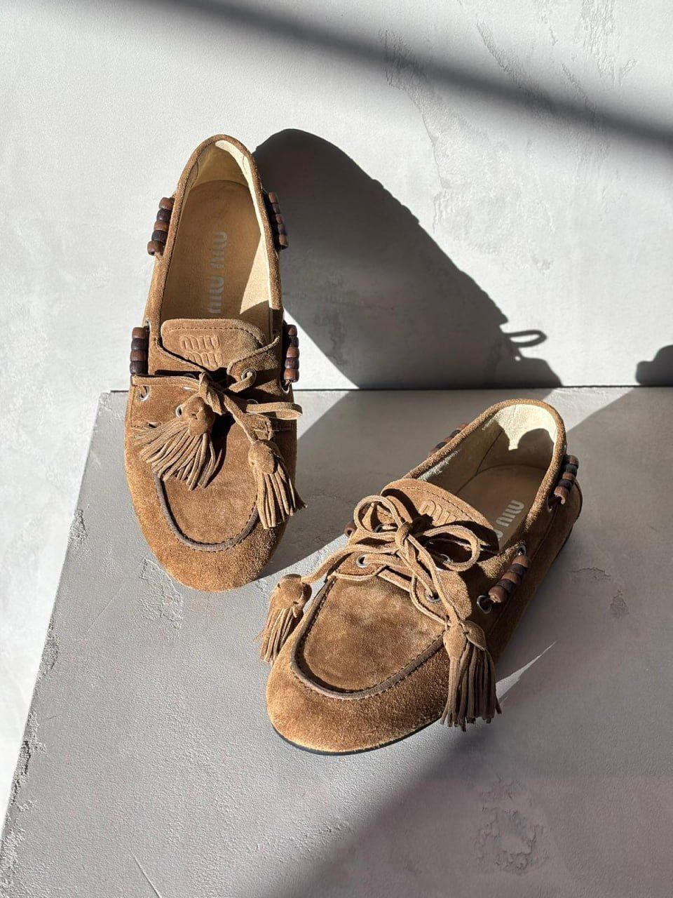 Suede Boat Shoes with Tassels