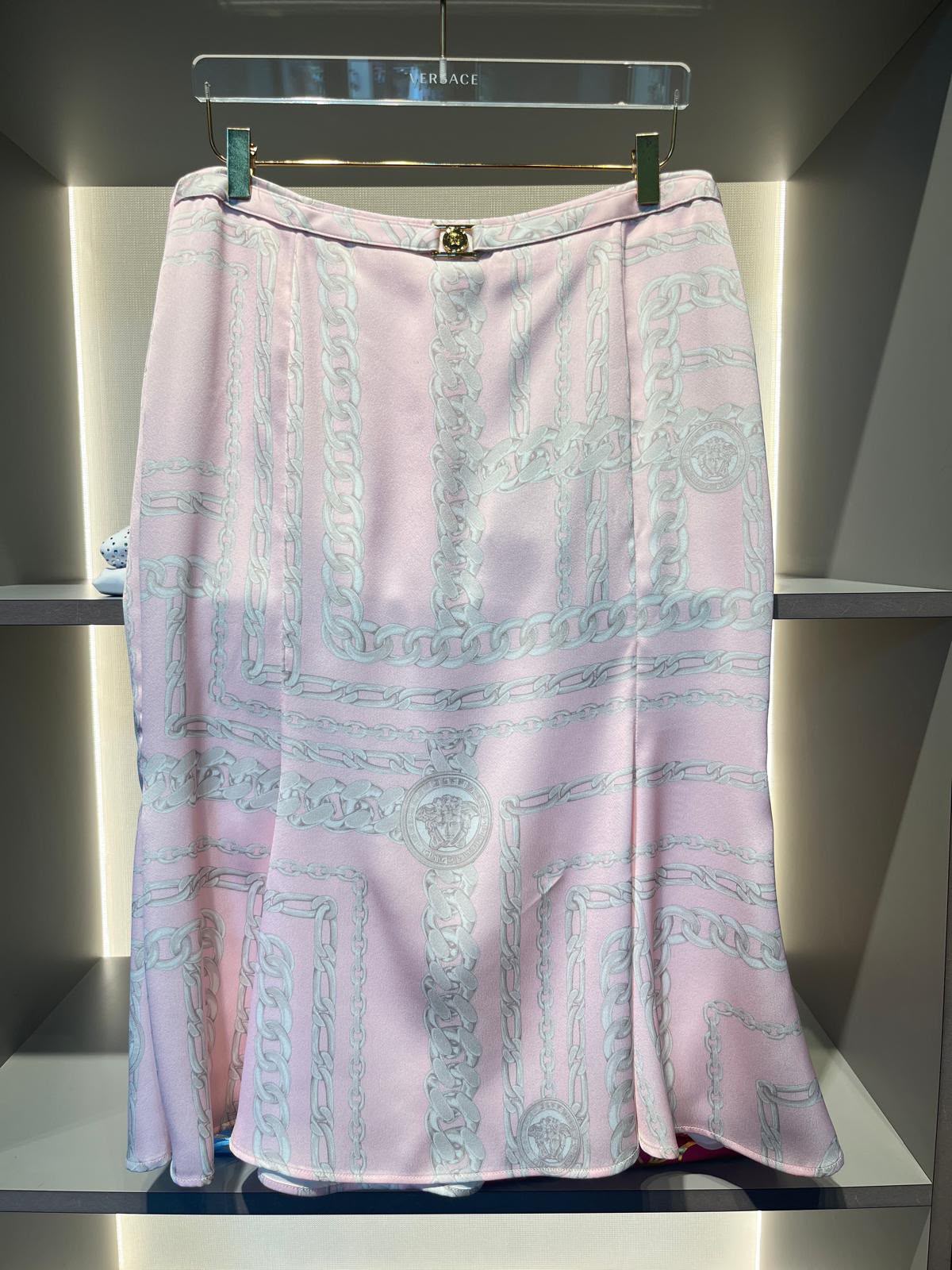 Chain Couture Print Midi Skirt