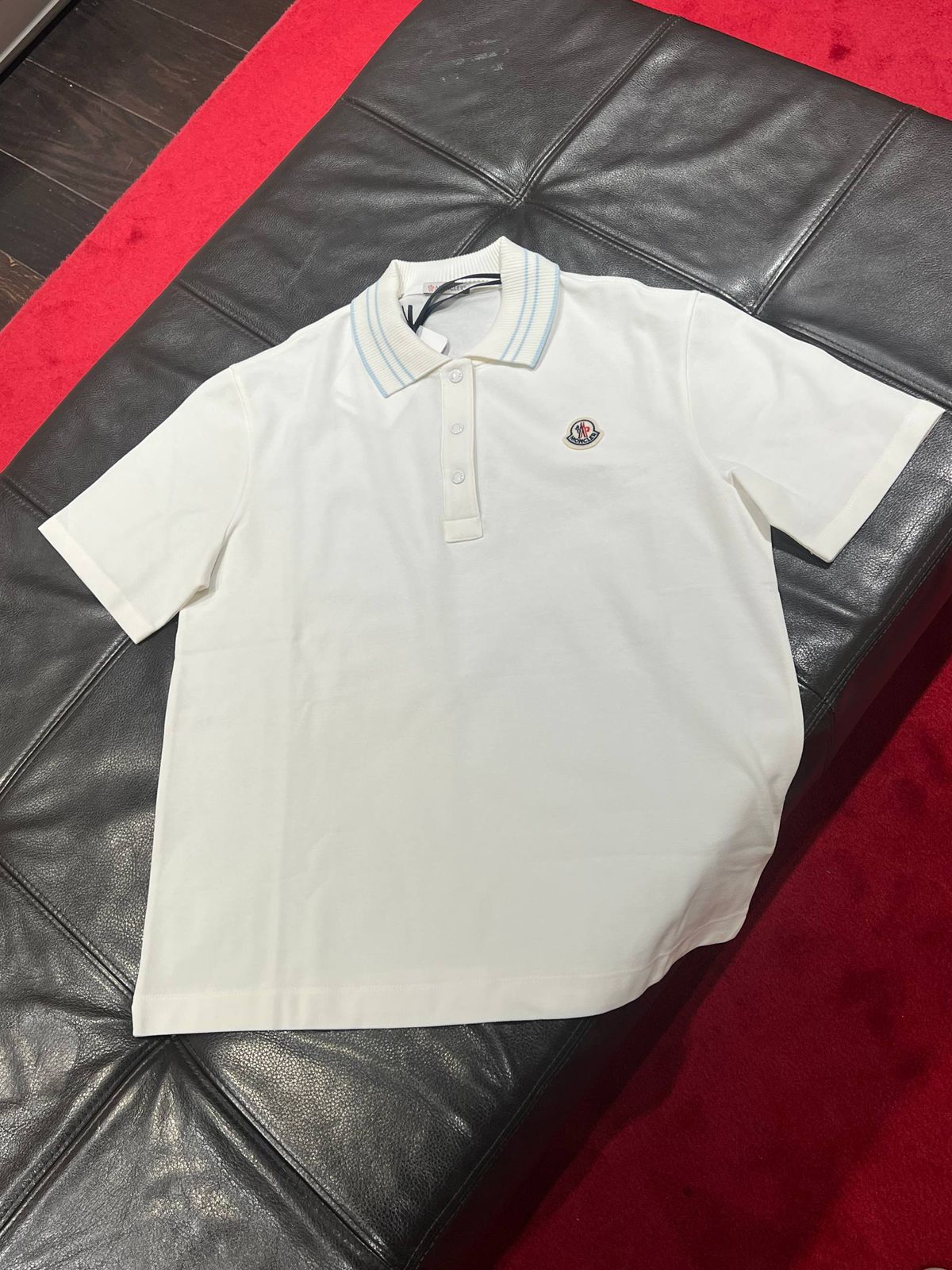 Moncler Striped Collar Polo Shirt