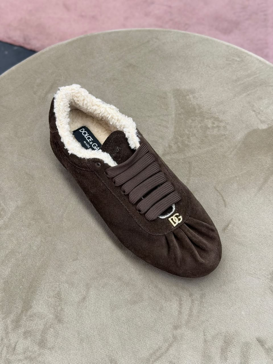 Suede Shearling-Lined Sneakers