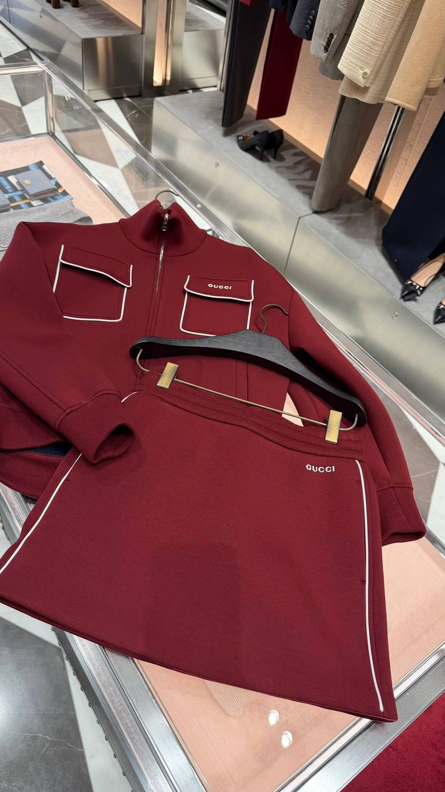 Jersey Zip-Up Jacket and Matching Skirt Set
