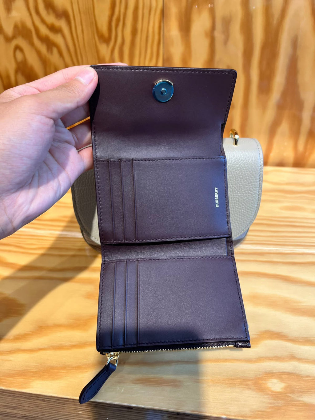 Lola Grainy Leather and Vintage Check Folding Card Case